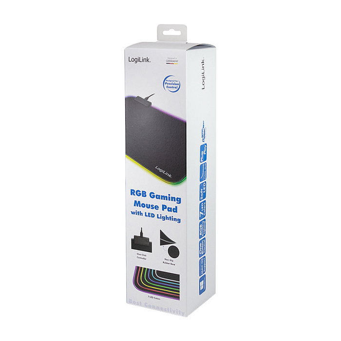 LogiLink Alfombrilla de ratón gaming con LED RGB, 350x260x3mm, Soft