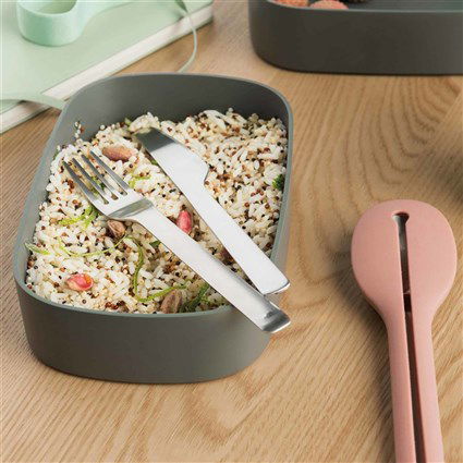 Berghoff 3950126 Fiambrera Dual Apta Microondas Y Congelador Para Llevar Comida Sana Y Equilibrada