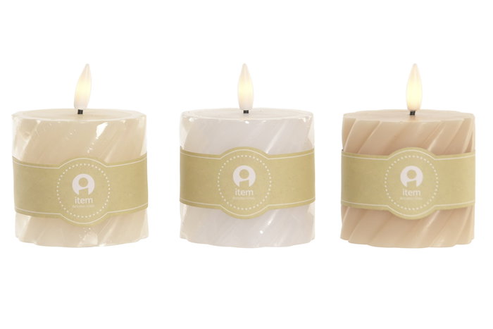 DKD Home Decor Vela Led Basicos Beige Blanco 7x10x7 cm (6 Unidades)