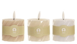 DKD Home Decor Vela Led Basicos Beige Blanco 7x10x7 cm (6 Unidades)
