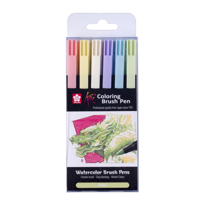 Sakura Koi Coloring Brush Pen Set Pastel de 6 colores Sakura Koi Coloring Brush Pen Set Pastel de 6 colores