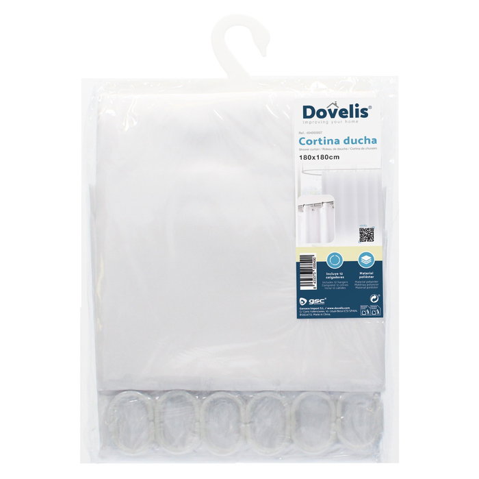 Dovelis Cortina de ducha 180x180cm Blanco