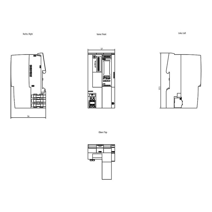 Siemens 6ES7155-6AU01-0BN0 ET 200SP IM155-6PN ST Módulo de E/S analógica