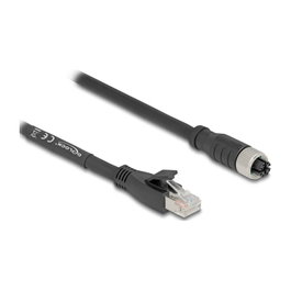 DeLOCK Cable de red M12 X-codificado 8 Pin Hembra a RJ45 Macho Cat.5e S/FTP 1 m Negro