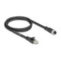 DeLOCK Cable de red Cat5e S/FTP M12 hembra a RJ45 macho, 1 m, Negro