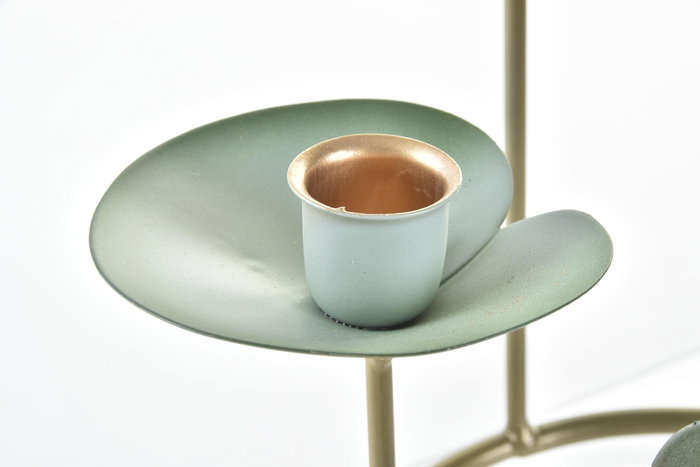 DKD Home Decor Candelabro Oriental Dorado Verde Menta Metal 19 x 20 x 19 cm (2 Unidades)