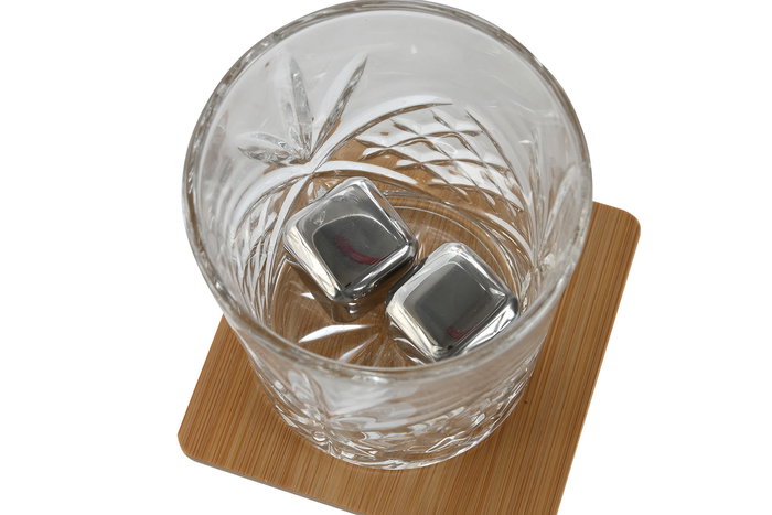 DKD Home Decor Set de 4 Vasos/Copas Cristal y Bambú Natural 10.5 x 7 x 22.5 cm