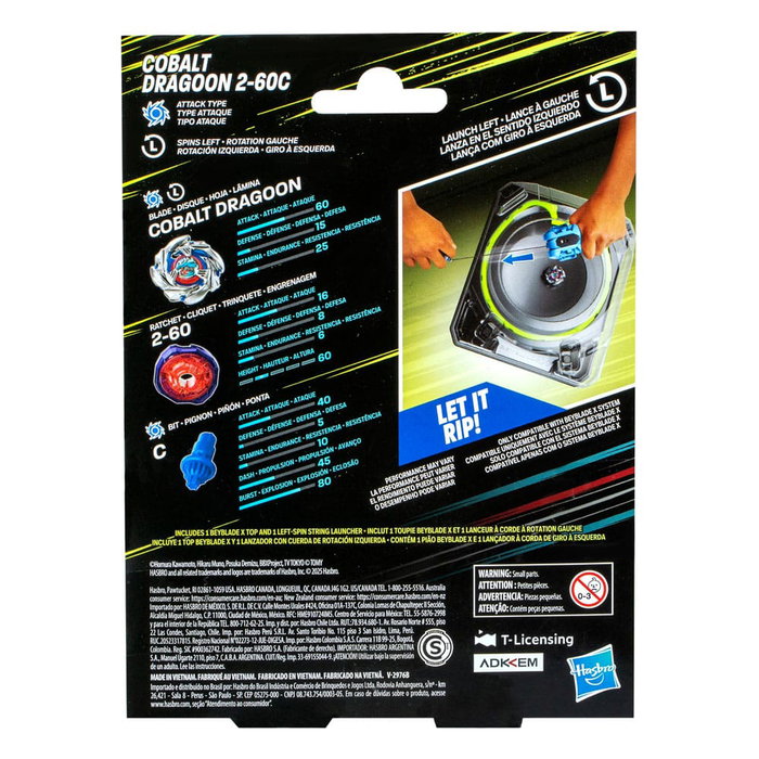 Hasbro Beyblade X Set Premium Cobalt Dragoon 2-60C de rotación izquierda Hasbro Beyblade X Set Premium Cobalt Dragoon 2-60C de rotación izquierda