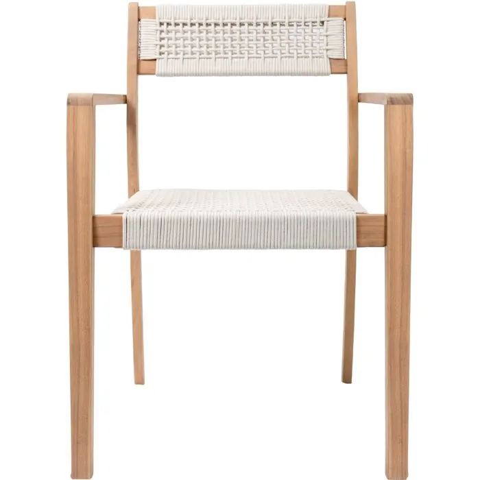 ARAWA Conjunto de 2 Sillas de Jardín, Madera de Acacia FSC Apilable con Cuerda Trenzada, 57 x 59 x 85 cm