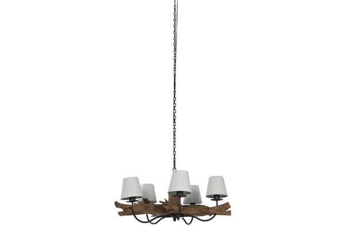 DKD Home Decor Lámpara Techo Item Home 90 x 90 x 35 cm Teca Hierro