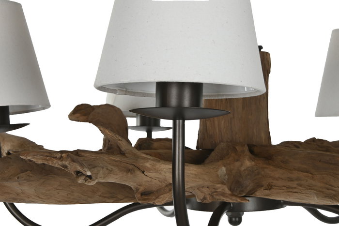 DKD Home Decor Lámpara Techo Item Home 90 x 90 x 35 cm Teca Hierro
