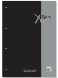Recambio Pacsa Xblock Encolado A4 80H 90Gr 4 Taladros Cuadric.5X5 Negro (1 Color En Rayado Y Banda) (Set de 5)