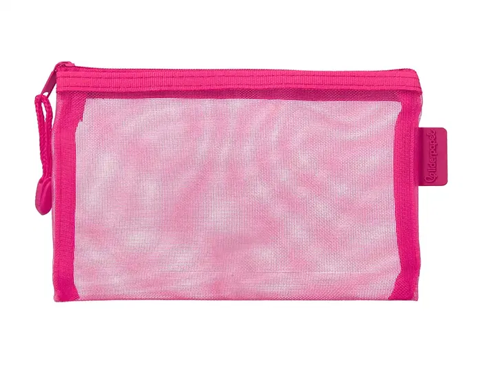Liderpapel Bolsa Zipper Bag Poliéster Transpirable Multiusos DIN A6 Rosa