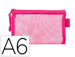 Liderpapel Bolsa Zipper Bag Poliéster Transpirable Multiusos DIN A6 Rosa