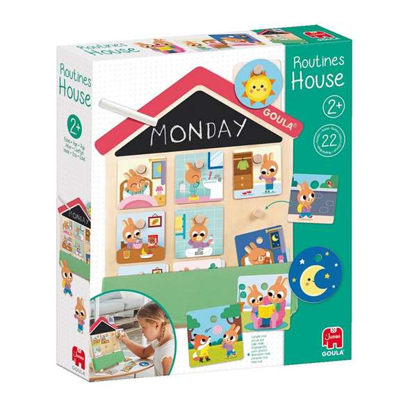 Diset Juego Rutinas Diarias para Niños 2 Años, Ayuda a Aprender y Organizar Rutinas, Incluye Casa de Madera y Tarjetas