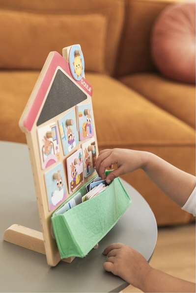 Diset Juego Rutinas Diarias para Niños 2 Años, Ayuda a Aprender y Organizar Rutinas, Incluye Casa de Madera y Tarjetas