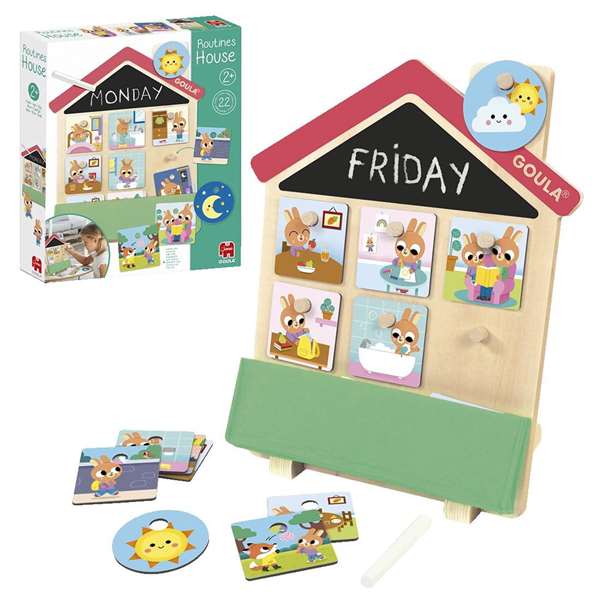 Diset Juego Rutinas Diarias para Niños 2 Años, Ayuda a Aprender y Organizar Rutinas, Incluye Casa de Madera y Tarjetas