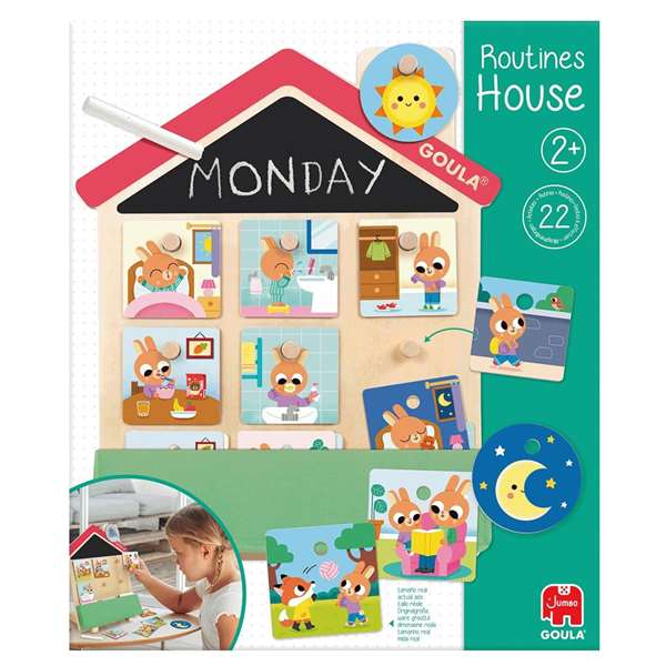 Diset Juego Rutinas Diarias para Niños 2 Años, Ayuda a Aprender y Organizar Rutinas, Incluye Casa de Madera y Tarjetas