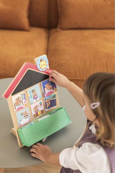 Diset Juego Rutinas Diarias para Niños 2 Años, Ayuda a Aprender y Organizar Rutinas, Incluye Casa de Madera y Tarjetas