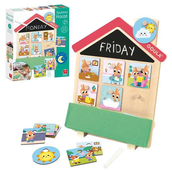 Diset Juego Rutinas Diarias para Niños 2 Años, Ayuda a Aprender y Organizar Rutinas, Incluye Casa de Madera y Tarjetas