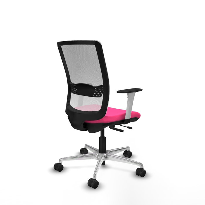 PIQUERAS Y CRESPO Silla de oficina Haches Rosa y Blanca con mecanismo Sincro/Traslack