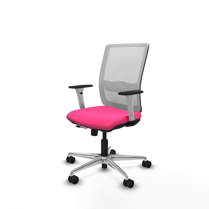 PIQUERAS Y CRESPO Silla de oficina Haches Rosa y Blanca con mecanismo Sincro/Traslack