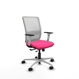 PIQUERAS Y CRESPO Silla de oficina Haches Rosa y Blanca con mecanismo Sincro/Traslack