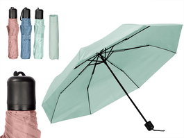 Arte Regal Paraguas Plegable Recto Manual - Diámetro 54 cm, 8 Varillas, Estructura Acero, con Bolsa - Colores Azul, Rosa, Verde - Dimensiones 24x5x5 cm (Set de 24)