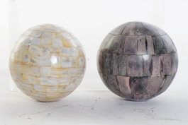 DKD Home Decor Bola de Decoración Hueso Nácar 12x12x12 Surtido de 2