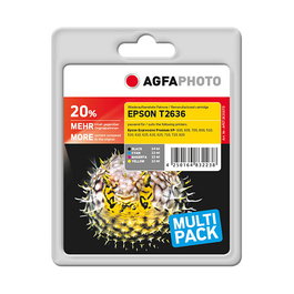 AgfaPhoto APET263SETD Tinta Epson T2636 (4 Cartuchos) - Negro, Cian, Magenta, Amarillo - 14/12 ml - 2600 páginas