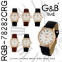 G&B TIME Reloj Hombre Clásico Piel NºS Color Marrón/Negro con Correa Acero Oro Rosa