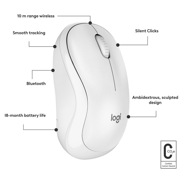 Logitech M240 Silent Ratón Bluetooth Blanco Logitech M240 Silent Ratón Bluetooth Blanco