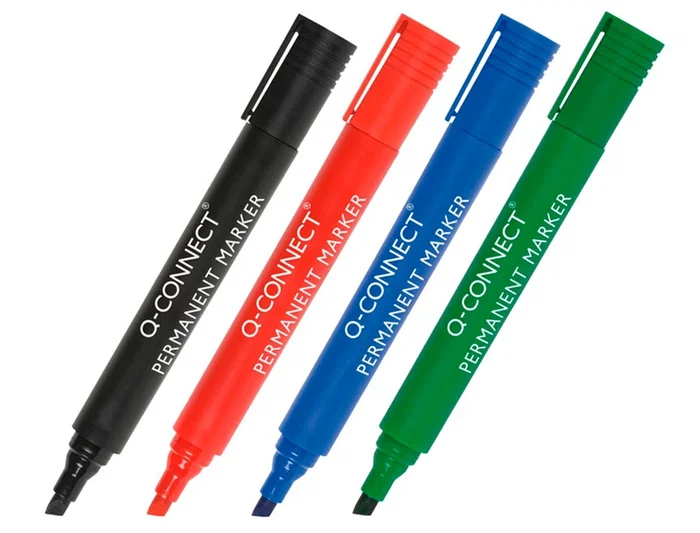 Q-connect Rotulador Permanente Negro Punta Biselada 5 mm