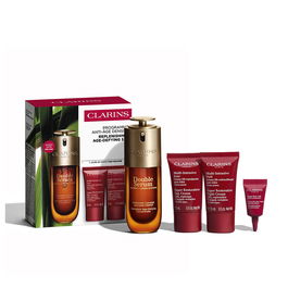 Clarins Double Serum Estuche Regalo - Set de 4 Productos: Sérum 50 ml + Cremas Día y Noche + Contorno de Ojos con 21 Extractos Vegetales