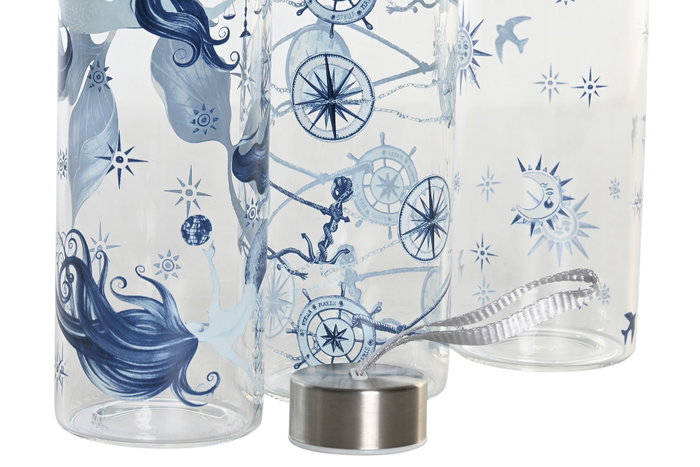 DKD Home Decor Botella Stella Maris 550ml Azul Surtido de 3