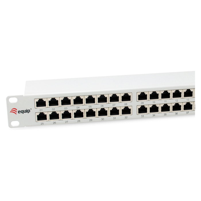 EQUIP Patch Panel Cat6A 19" FTP 1U, 48 Puertos RJ45, 10GBase-T 10 Gigabit Ethernet 10000 Mbit/s, Color Gris, Referencia 326526