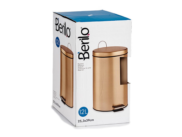 Berilo Papelera Pedal 12L Metal Oro 25 x 39.5 x 32 cm (Set de 4)