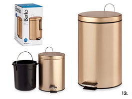 Berilo Papelera Pedal 12L Metal Oro 25 x 39.5 x 32 cm (Set de 4)