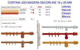 Decorline Cortina Finstock Jgo. Madera 19mm x 1,50 mt Blanco