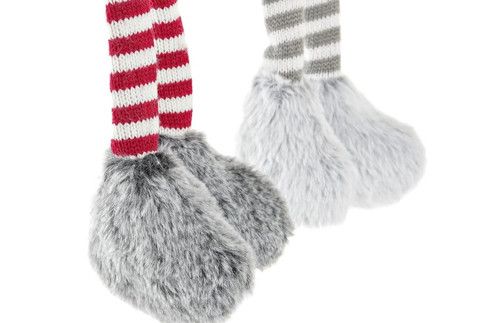 DKD Home Decor Figura Navidad Moderna Gris Rojo Poliester LED 22 x 64 x 12 cm (2 Unidades)