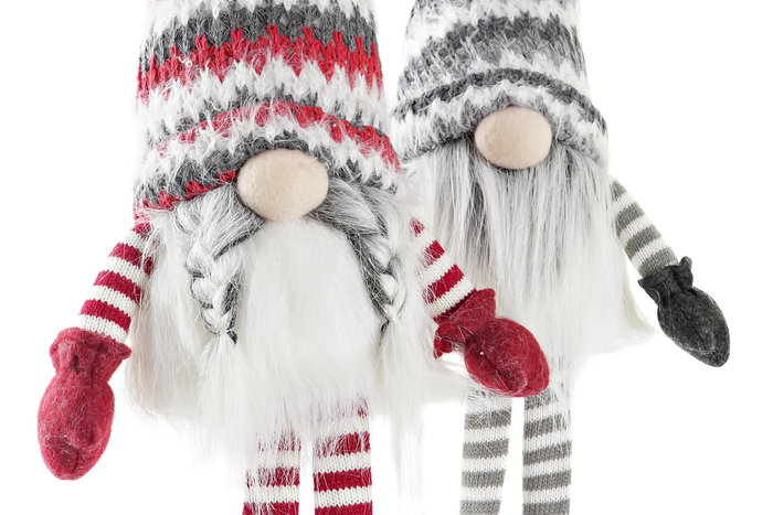 DKD Home Decor Figura Navidad Moderna Gris Rojo Poliester LED 22 x 64 x 12 cm (2 Unidades)