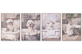 DKD Home Decor Cuadro Lienzo MDF 42x2,8x62 Animal Baño Surtido de 4