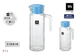 La Mediterran Jarra Vidrio Transparente con Tapa 1 Litro 12x8.2x23.5 cm (12 Unidades)