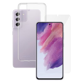 PanzerGlass Safe.by 2-in-1 Bulk Protector de Pantalla Samsung Galaxy S21 FE 5G, 50 Unidades, Aplicacion en Seco, Resistente a Rayones y Golpes, Transparente, Incluye Kit de Limpieza