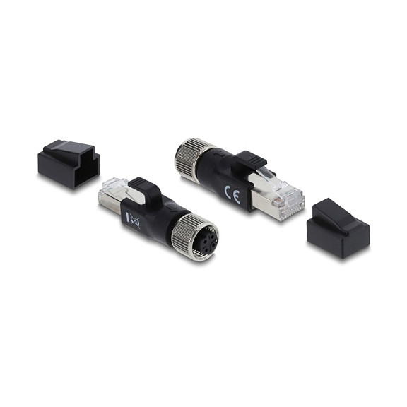 DeLOCK 90832 Adaptador M12 4-pin Hembra a RJ45 Macho Negro