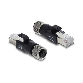 DeLOCK 90832 Adaptador M12 4-pin Hembra a RJ45 Macho Negro