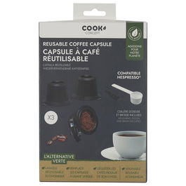 Cook Concept Juego De 3 Cápsulas Café Reutilizables Compatibles con Nespresso 4x3,8 cm
