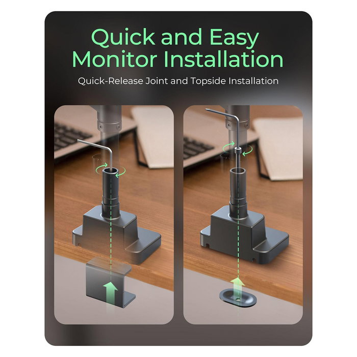 ICY BOX IB-MS702-T Soporte/Brazo Dual para 2 Monitores hasta 57" / 27kg cada uno - Montaje en Mesa por Pinza/Atornillado, Negro