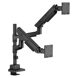 ICY BOX IB-MS702-T Soporte/Brazo Dual para 2 Monitores hasta 57" / 27kg cada uno - Montaje en Mesa por Pinza/Atornillado, Negro