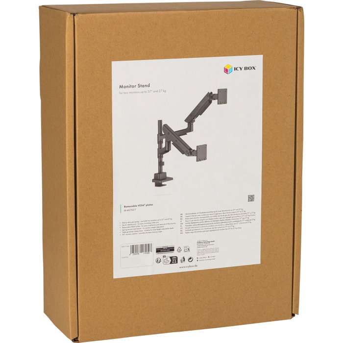 ICY BOX IB-MS702-T Soporte para 2 Monitores de hasta 57 pulgadas ICY BOX IB-MS702-T Soporte para 2 Monitores de hasta 57 pulgadas